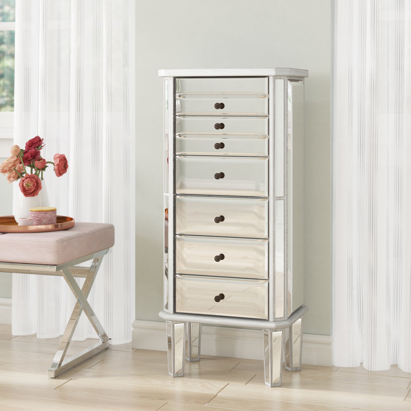 Silver Mirrored Jewelry Armoire almoire